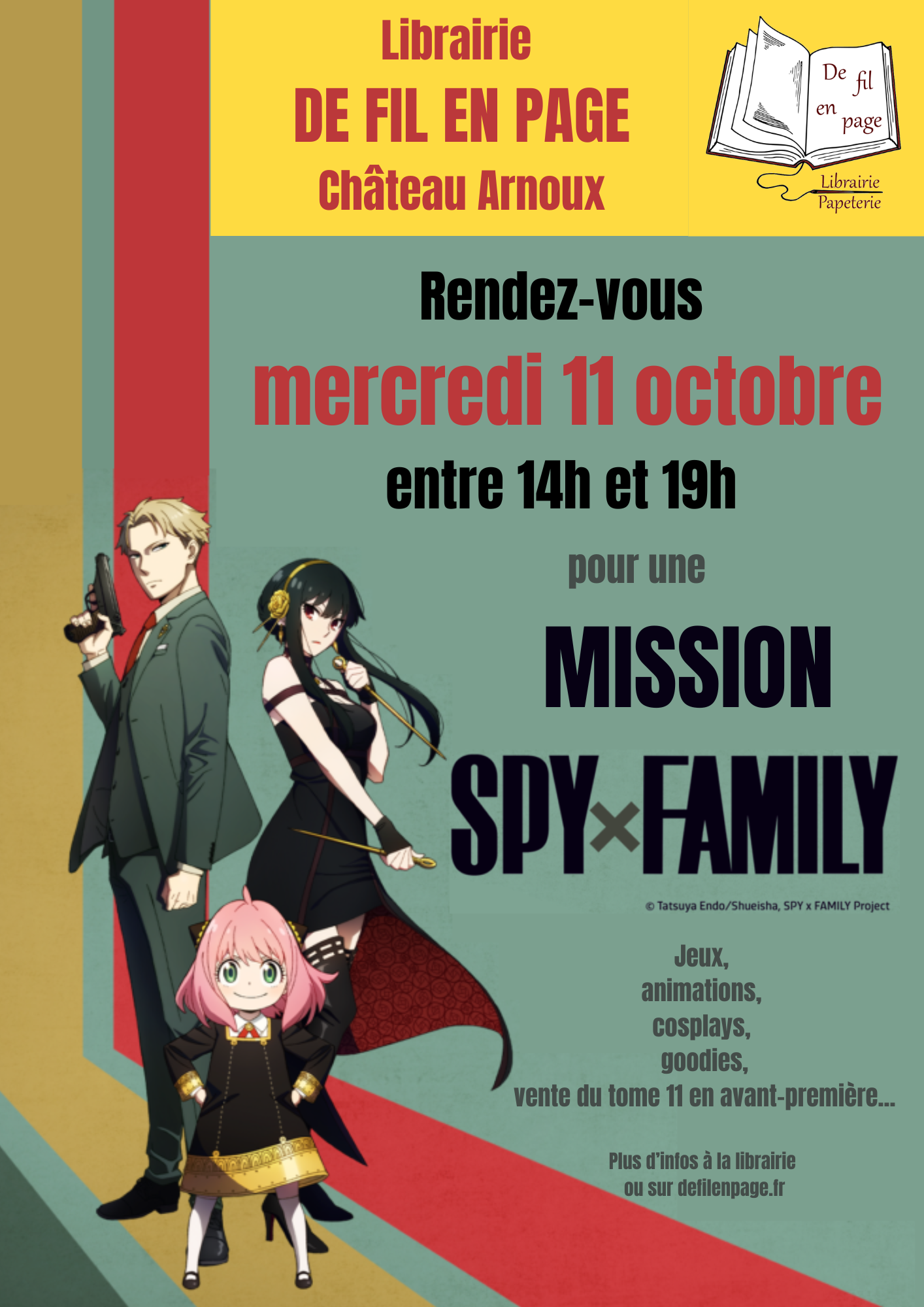Mission Spy X Family à la librairie : jeux, animations et vente en