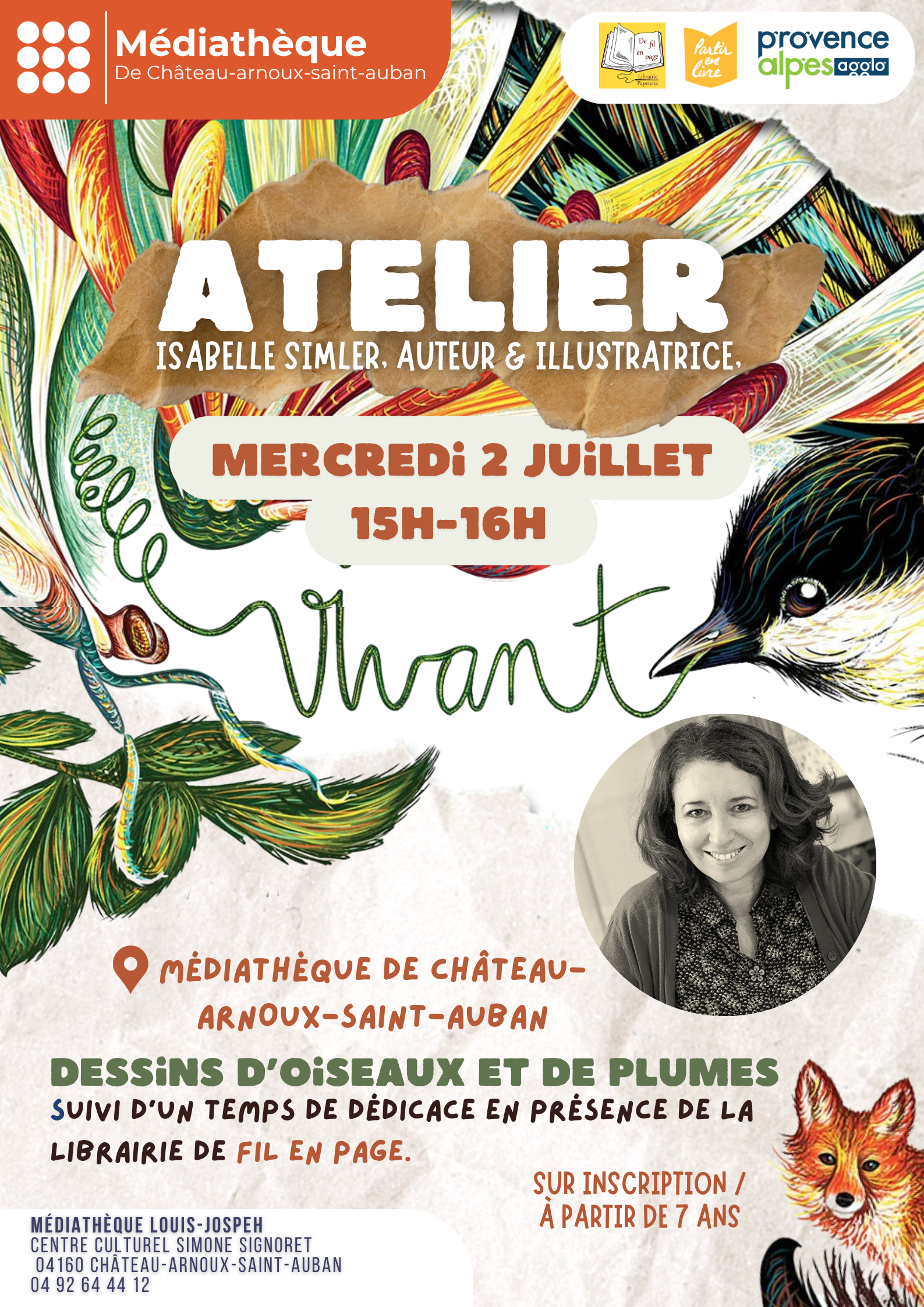 Atelier & dédicace avec Isabelle Simler à la médiathèque Louis Joseph