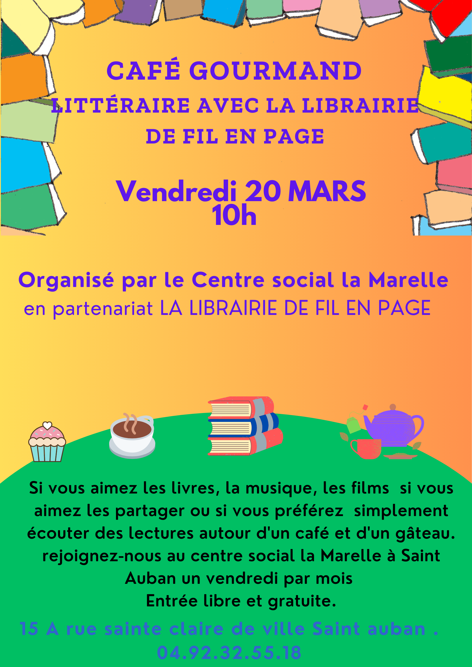 Café-gourmand littéraire à La Marelle